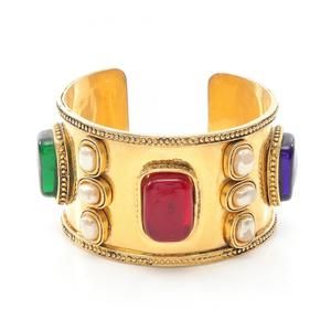 Chanel CHANEL Bangle Accessory GP (Gold Plated) Faux Pearl and Rhinestones Women